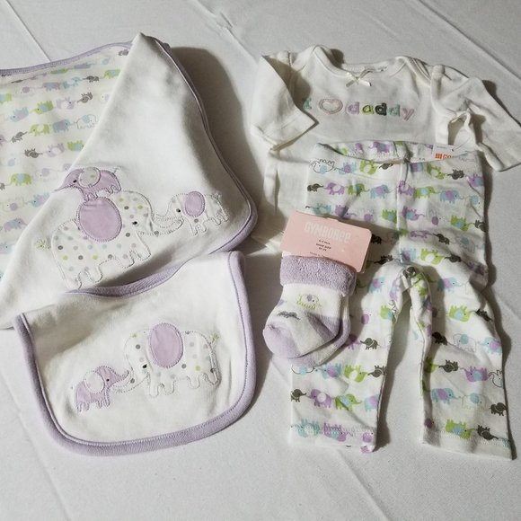 Gymboree Polka Dot Elephant NWT Blanket, 0-3 socks, Outlet Up to 7 lbs. pants, b - Picture 1 of 5